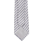 Grey & Silver Striped Woven Silk Tie