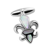 Sterling Silver Fleur De Lys Mother of Pearl Cufflinks