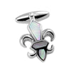 Sterling Silver Fleur De Lys Mother of Pearl Cufflinks