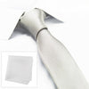 Slim Plain Silver Silk Tie & Handkerchief Set