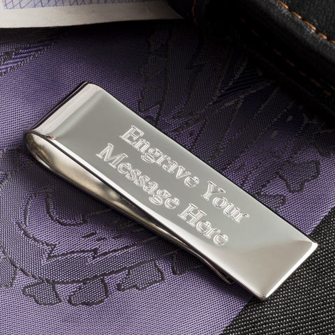 Engraved Sterling Silver Plated Money Clip