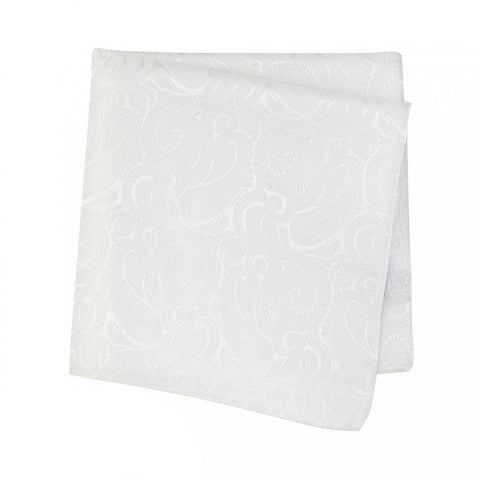 Ivory Paisley Woven Silk Handkerchief