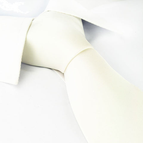 Plain White Woven Silk Tie
