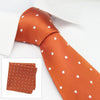 Burnt Orange Polka Dot Woven Silk Tie & Handkerchief Set