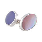 Sterling Silver Lapis and Pink Shell Cufflinks