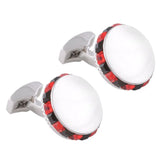 Red and Black Swarovski Circular Cufflinks