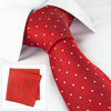 Red Polka Dot Woven Silk Tie & Handkerchief Set