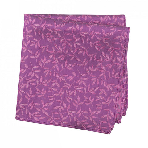 Plum And Magenta Jacquard Leaf Silk Handkerchief