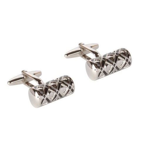 Silver & Black Cylinder Cufflinks