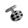 Sterling Silver Black & White Enamel Chequered Cufflinks