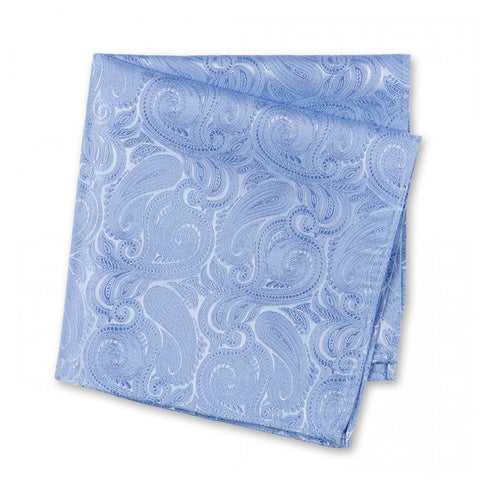 Pastel Blue Paisley Woven Silk Handkerchief