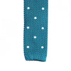 Cyan Polka Dot Knitted Square Cut Tie