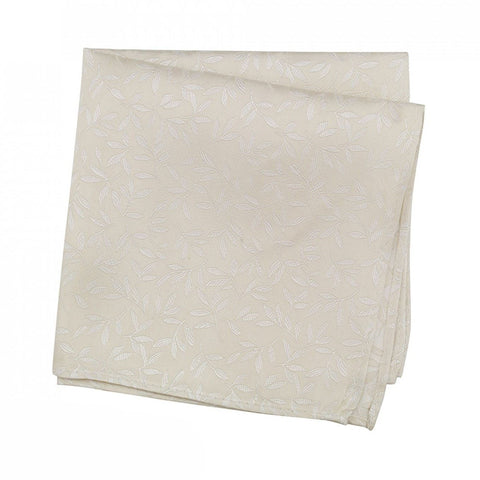 Ivory Jacquard Leaf Silk Handkerchief
