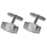 Sterling Silver Mother of Pearl Bar Cufflinks
