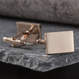 Rose Gold Rectangle Initial Cufflinks