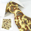 Pastel Yellow Silk Tie & Handkerchief Set With Large Paisley Design