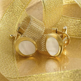 Mother of Pearl Gold Band Cufflinks