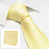 Plain Lemon Yellow Silk Tie & Handkerchief Set