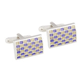 Rectangular Purple & Cream Cufflinks