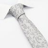 Silver Jacquard Leaf Slim Silk Tie