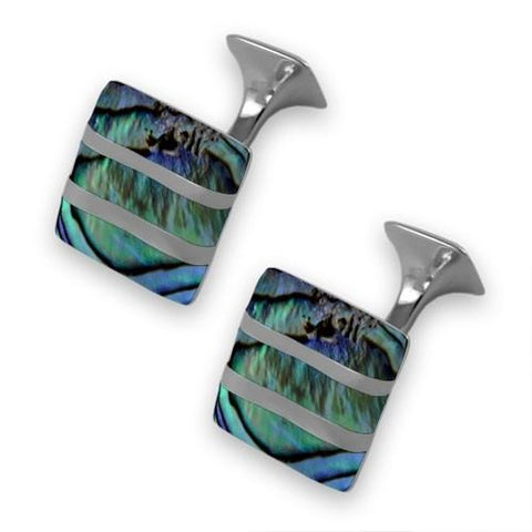 Sterling Silver Oyster Shell Wave Cufflinks