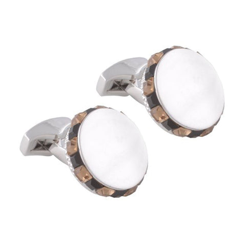 Light Brown and Black Circular Swarovski Cufflinks