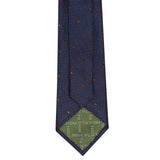 Navy & Orange Textured Spot Woven Silk Tie