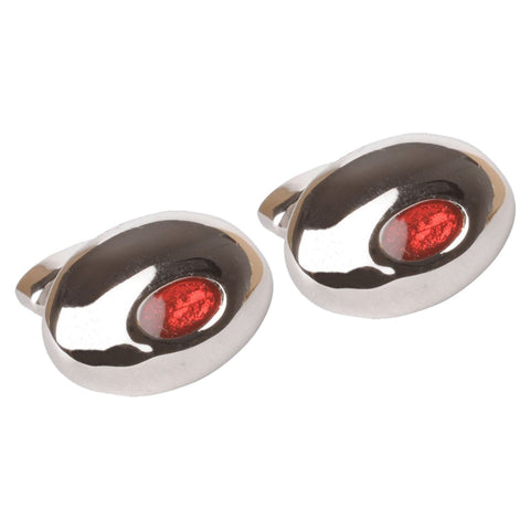 Oval Red Rhodium Cufflinks