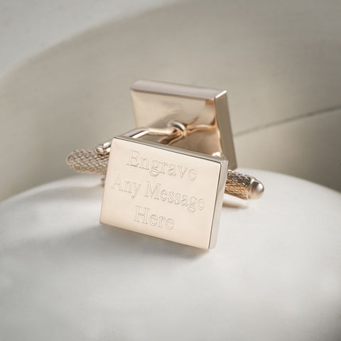 Engraved Cufflinks, Rose Gold Plated Rectangle