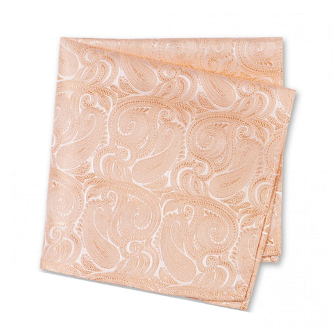 Pastel Peach Paisley Woven Silk Handkerchief