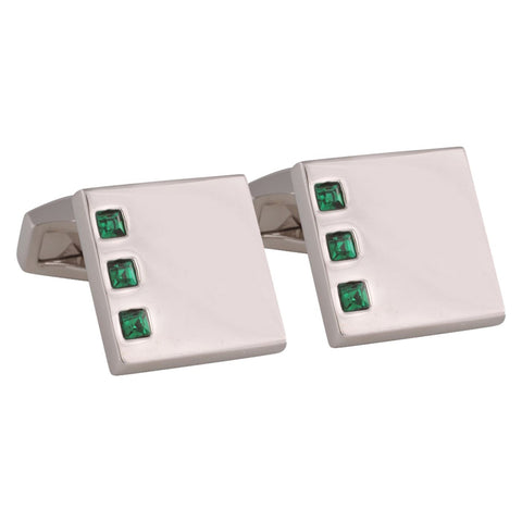 Green Swarovski Crystal Squares Cufflinks