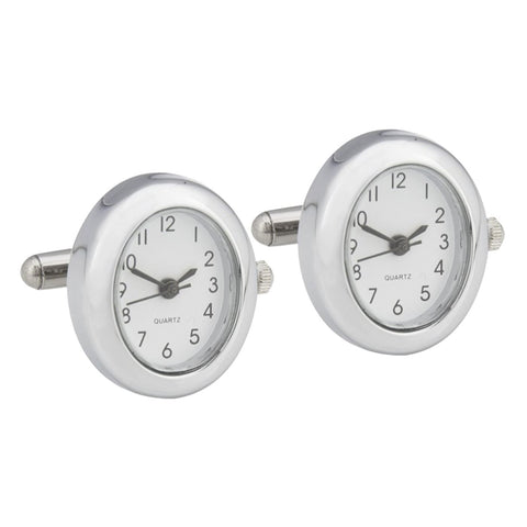 Silver Plated Oval Watch Cufflinks