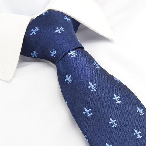 Blue Fleur-De-Lis & Navy Luxury Silk Tie
