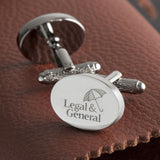 Logo Engraved Cufflinks, Silver Plated Oval