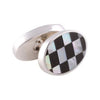 Sterling Silver Mother of Pearl & Onyx Double Sided Oval Cufflinks