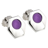 Silver Hexagon Purple Cufflinks