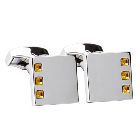 Orange Swarovski Crystal Square Cufflinks