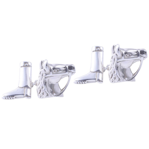 Sterling Silver Horse and Boot Cufflinks