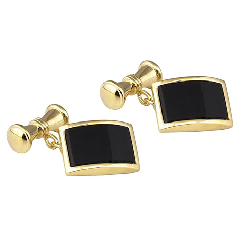 Gold Plated Black Stone Cufflinks