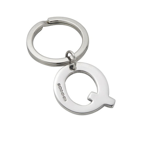 Sterling Silver Letter Q Keyring