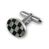 Sterling Silver Mother of Pearl & Onyx Oval Cufflinks