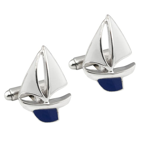 Sterling Silver Blue Yacht Cufflinks