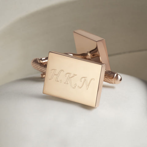 Rose Gold Plated Engraved Initial Cufflinks