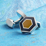 Two Tone Orange & Navy Polygon Cufflinks