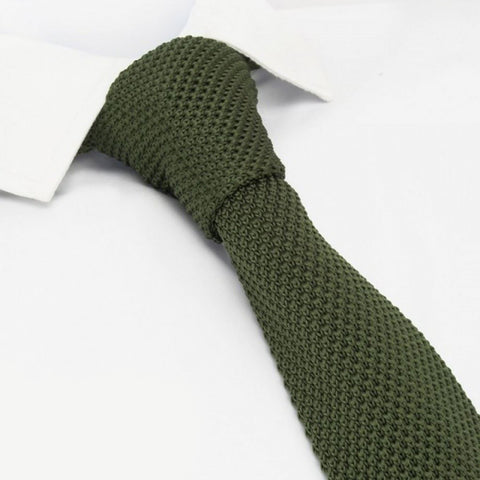 Country Green Knitted Square Cut Tie