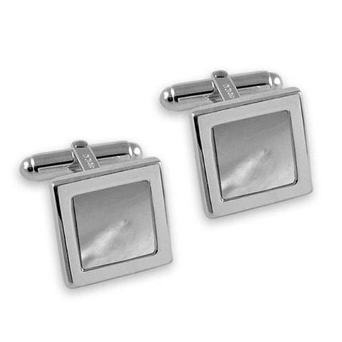 Sterling Silver Mother of Pearl Square Cufflinks