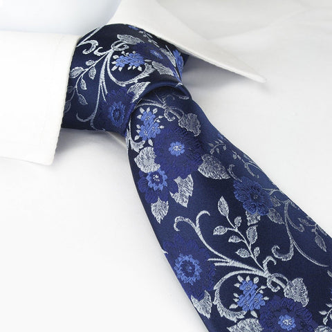 Navy Luxury Floral Silk Tie