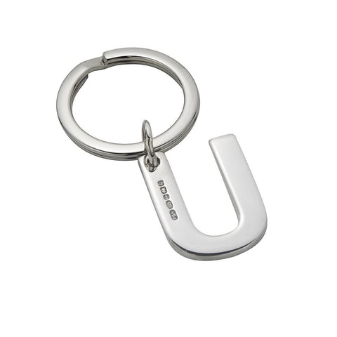 Sterling Silver Letter U Keyring