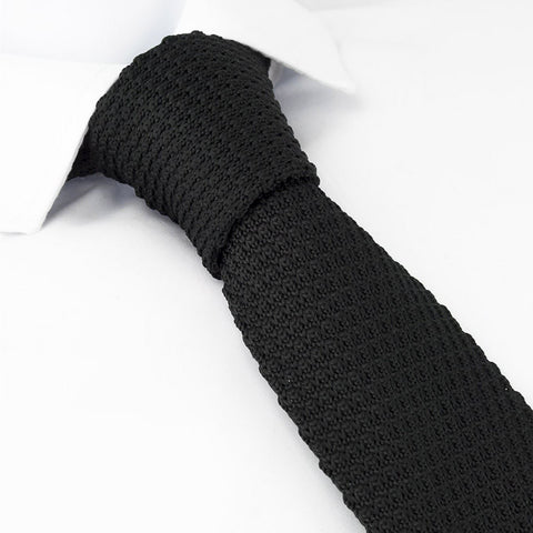 Black Knitted Square Cut Tie