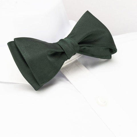 Self-Tie Plain Dark Green Silk Bow Tie